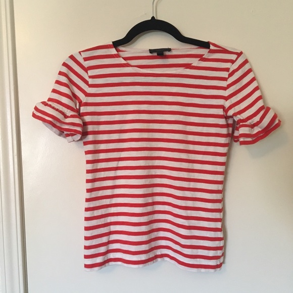 red and white striped tee